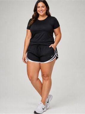 Brand new Nike Black Women Shorts with white Blue Logo size XXL Dri fit